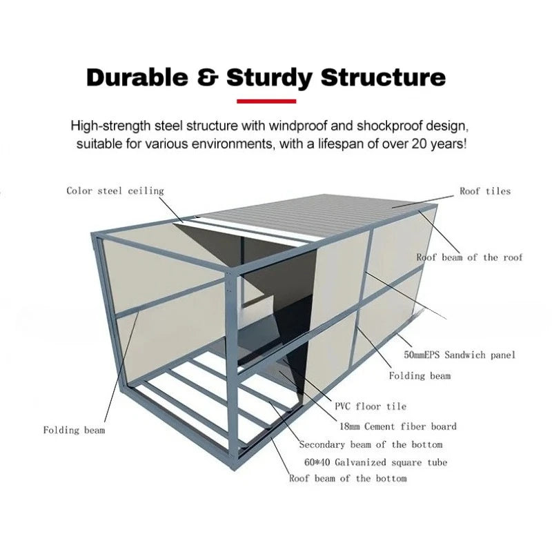 Foldable Luxury Container Folding House custom.New Expandable Dormitories Portable Office Movable Camping Prefabricated