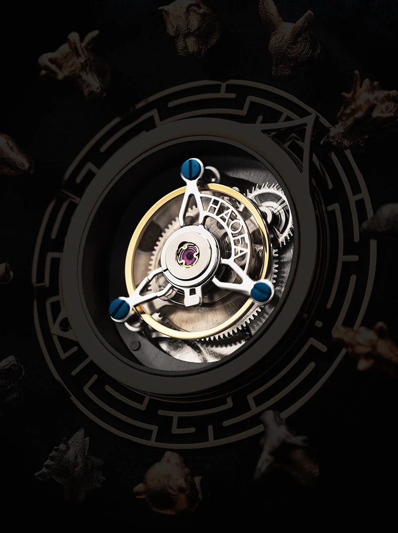 Haofa 2000 Center Tourbillon Movement Man Watch Luxury Sapphire Zodiac Tourbillon Mechanical Mens Watches Limited Edition