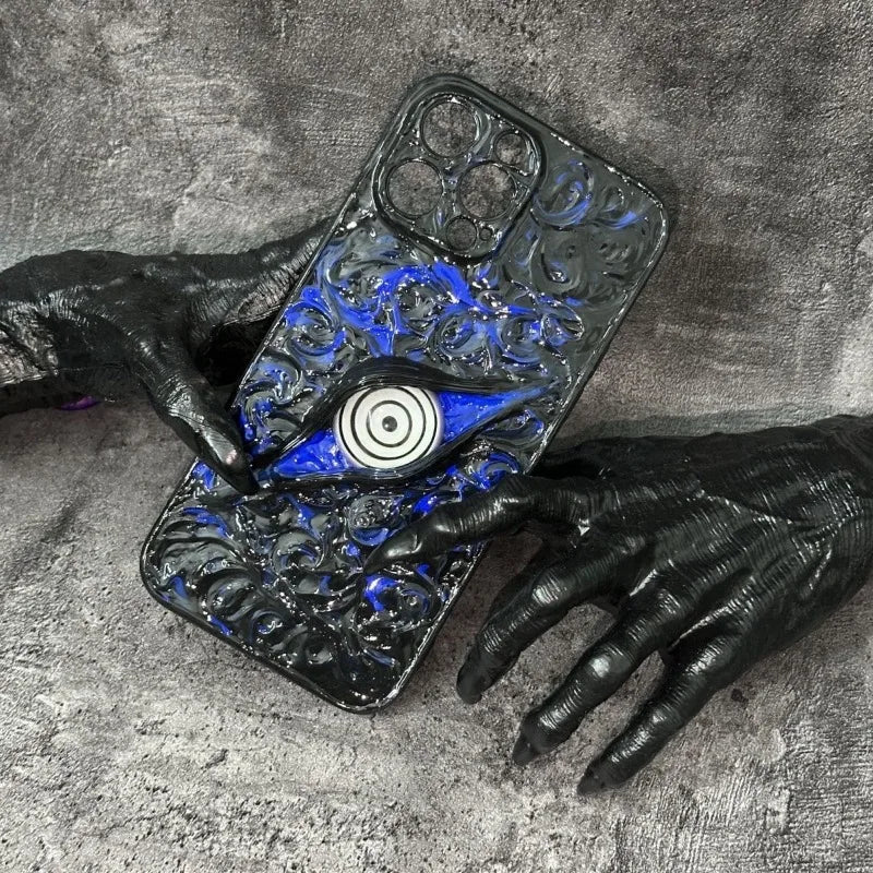 Naruto peripheral Sasuke Sharingan Itachiiiphone16proamx mobile phone case animation handmade luminous Sasuke mobile phone case