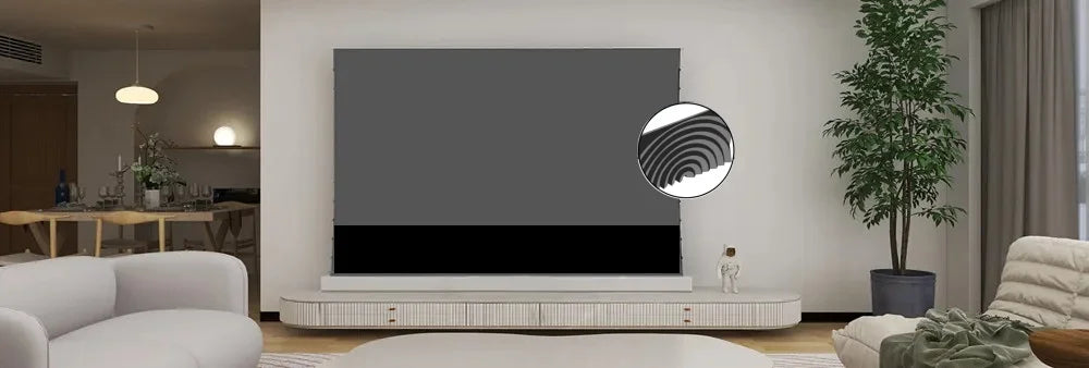 Motorized Fresnel ALR Floor Rising Projector Screen for Standard/Long Throw Projector, 8K Floor Stand Screen for Home Theater
