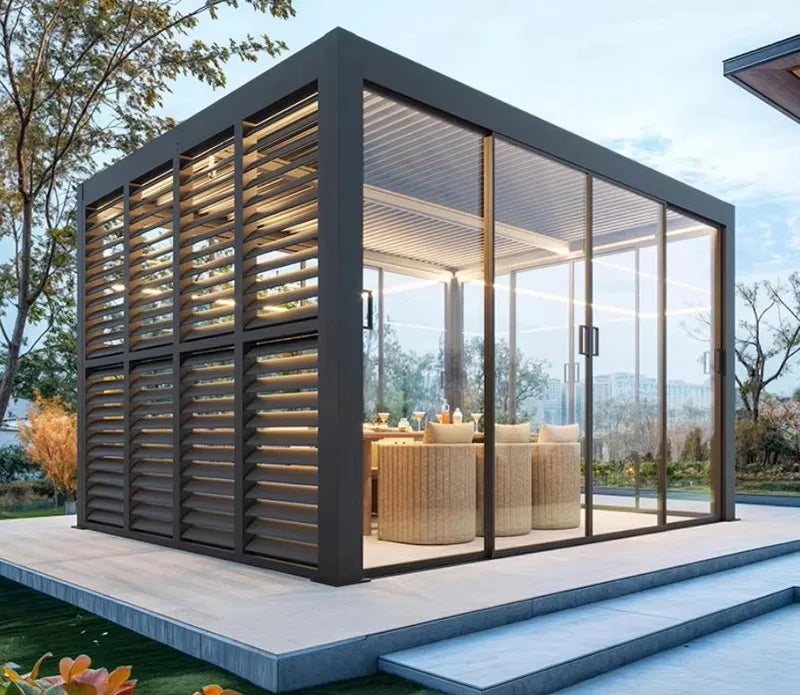 Any Size Custom Aluminum Glass Sunroom Structure Outdoor Patio Enclosure Four Season Room With LOW E Glass LED Lighting Availabl