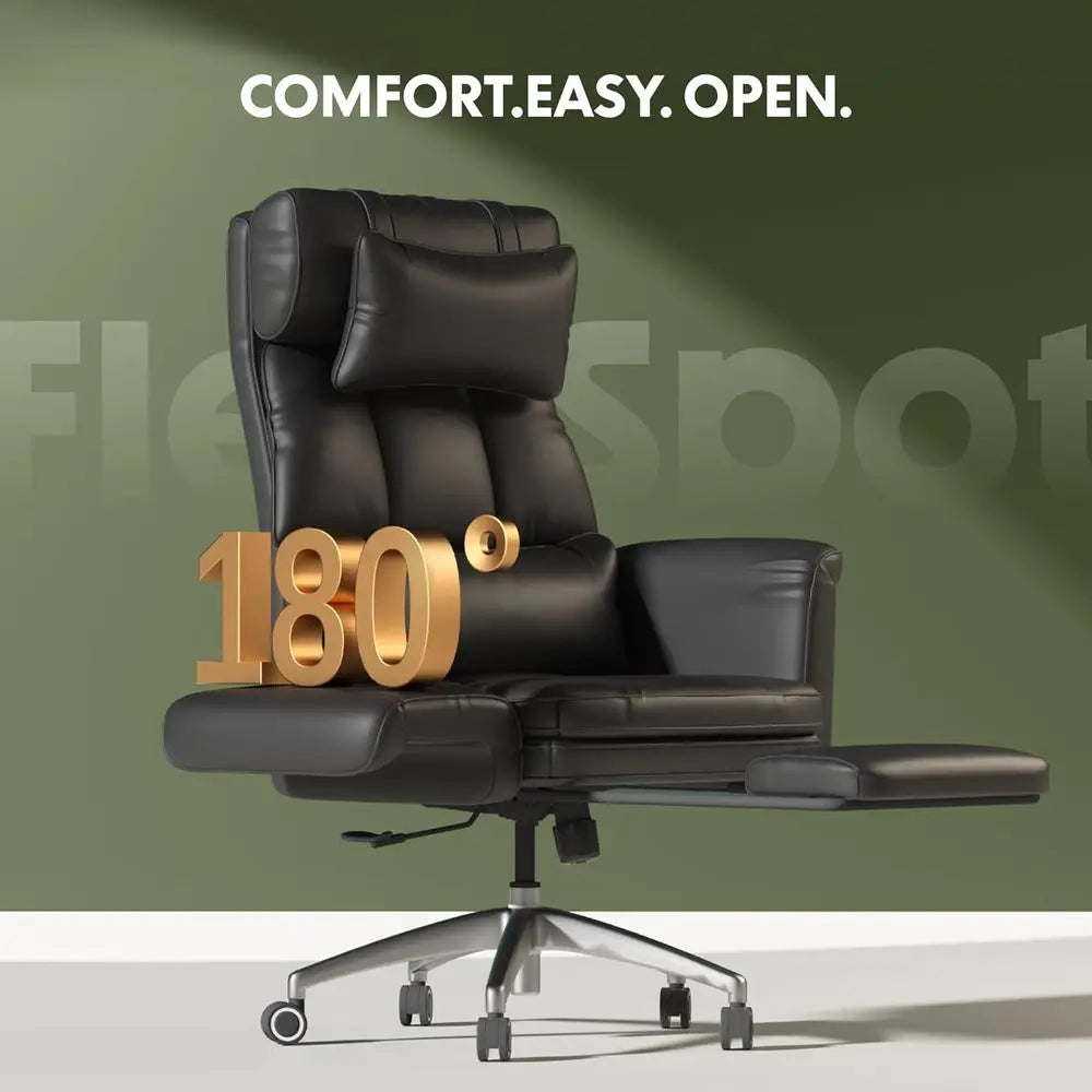 Large Ergonomic Office Chair for Big and Tall, 180° Swivel Armrests, Footrest Included, Suitable for Home Office, Gaming, Beige