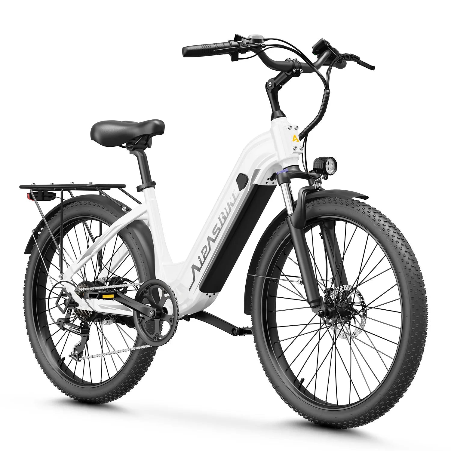 24" Fat Tire Electric Bike 48V 1100W Peak 28MPH Adult Mountain Commuter E-Bike