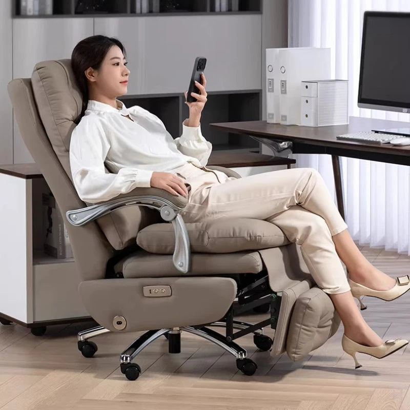 Genuine leather electric gaming chair Ergonomic & Office Chair High-Back Boss Chair with Adjustable Recline & Casters furniture