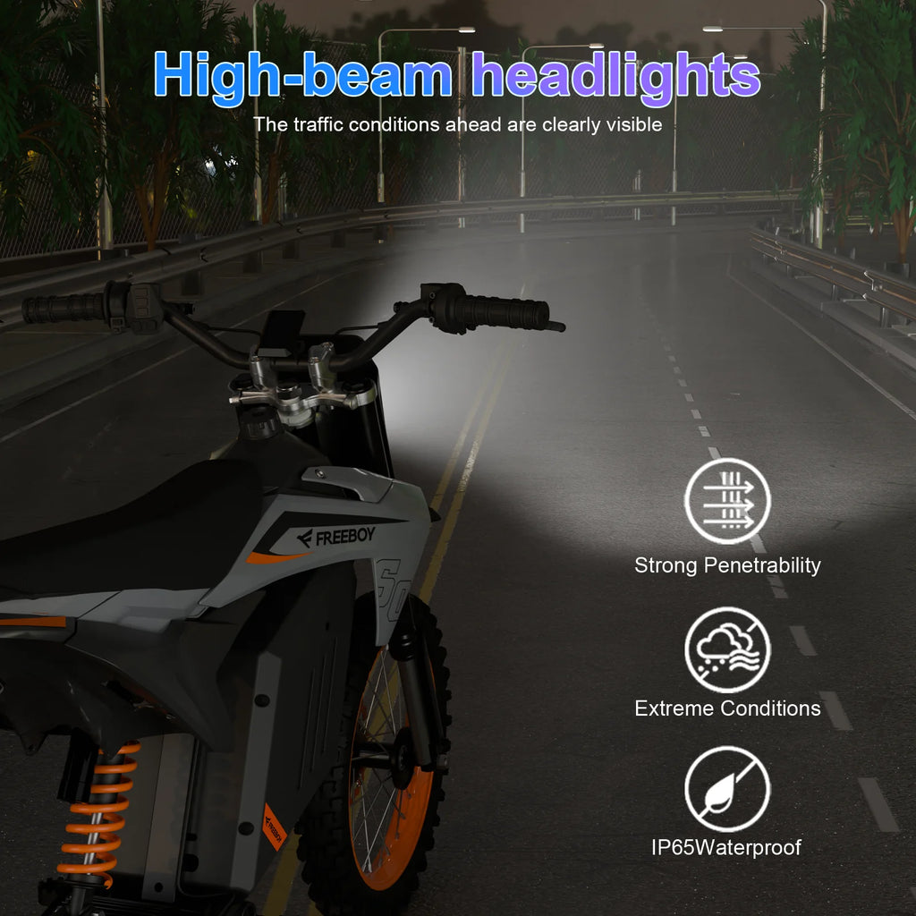 FREEBOY 3000W Electric Dirt Bike for Teens&Adults, 34mph, 48V 30Ah Battery, Off Road Electric Motorcycle with 14''/12'' Tires