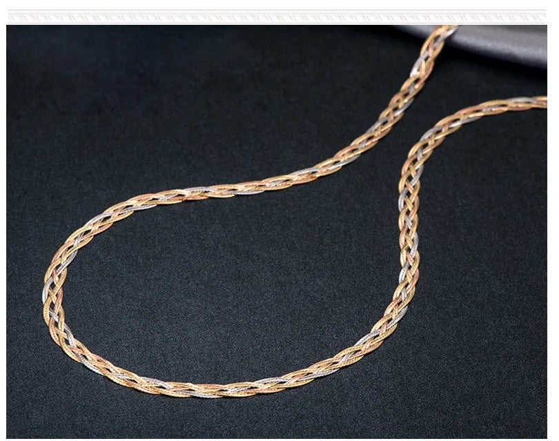 18k Gold Necklace New Weaving Wide Chain Unisex Women Men Girl Party Wedding Jewelry Trendy Hot Sale 2025 New Good Real 750 nice