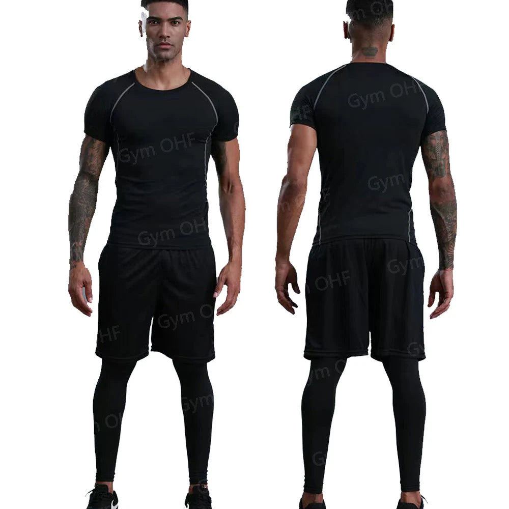 Anime Baki Sport Suits Runing Compression Shirt Shorts Sets Gym Fitness Jogging Training Rashguard Sportwear 2 in 1 Mens