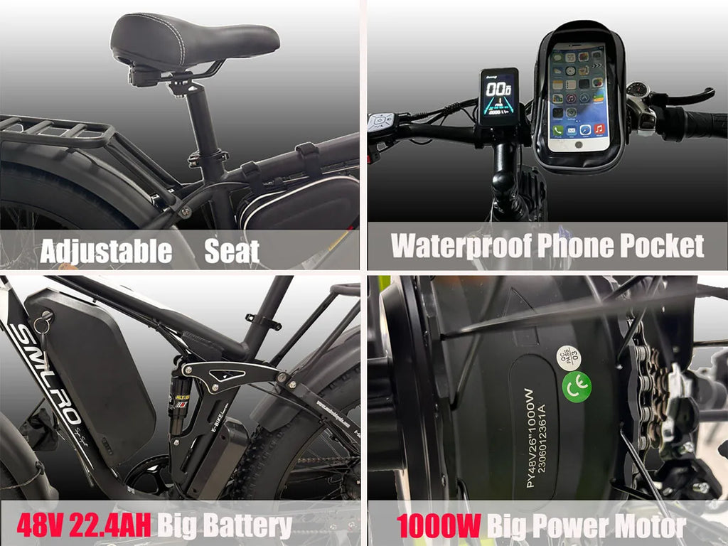 New 26" Electric Bike 3000W Peak E-Bike 52V 25AH Bicycle  60KM/h Max Fat Tyre