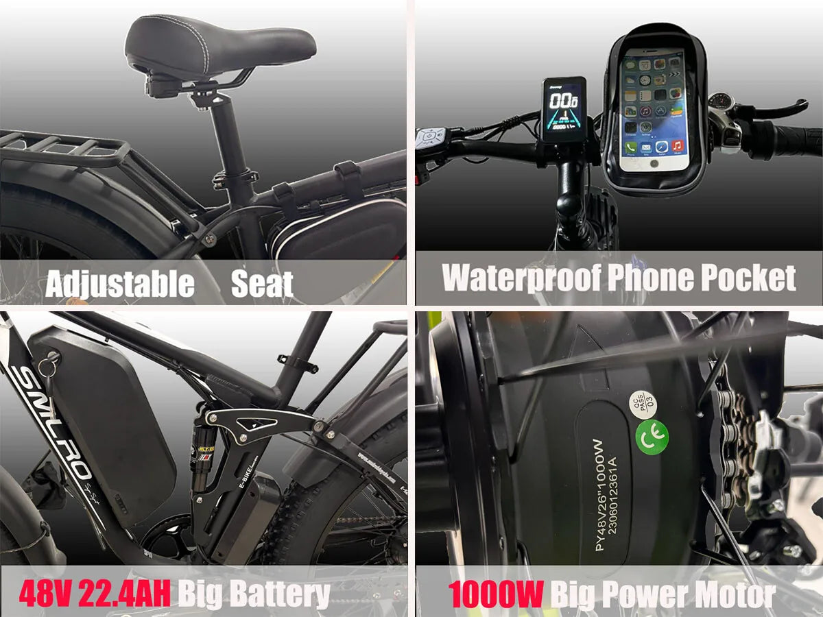 New 26" Electric Bike 3000W Peak E-Bike 52V 25AH Bicycle  60KM/h Max Fat Tyre