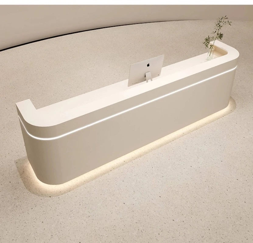 Nordic Cream Style Reception Desk Simple Company Beauty Salon Cashier Counter Training Institution Hospital Office Furniture FYR