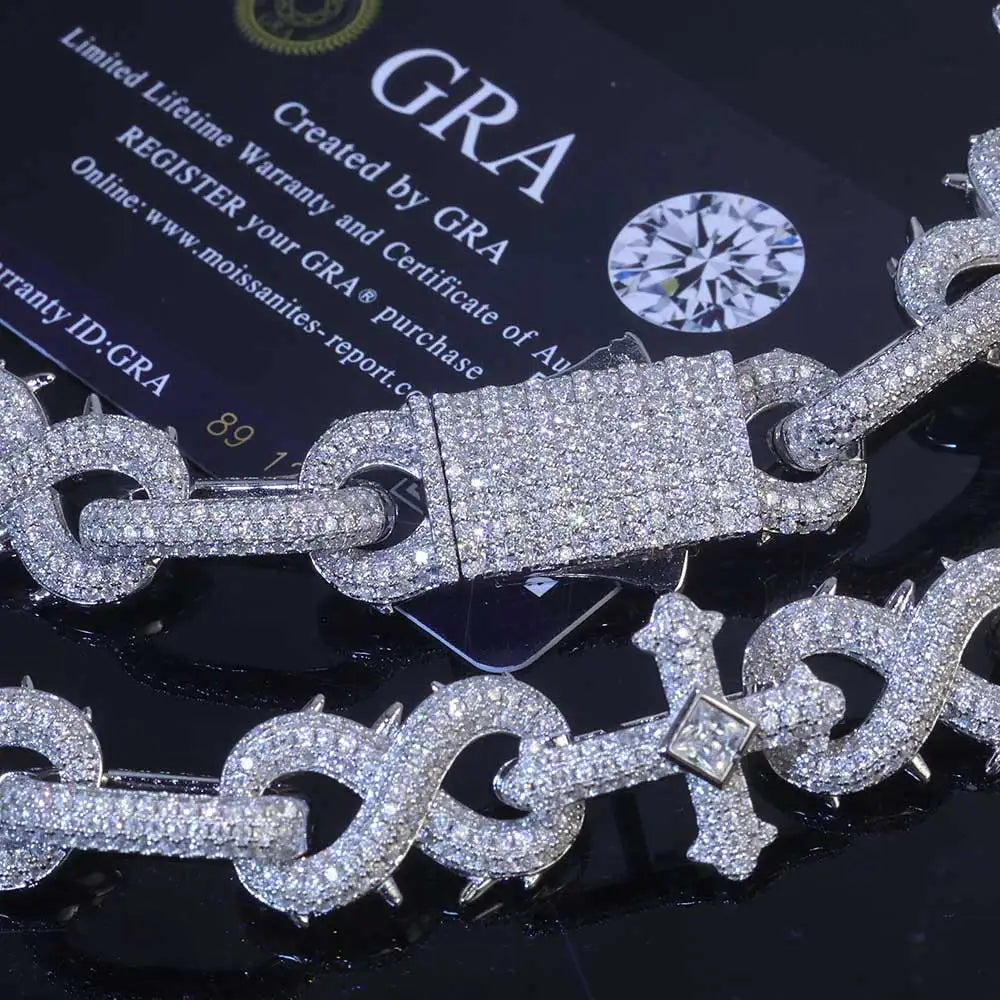 Wholesale Fine Jewelry Cross Moissanite Necklace 925 Sterling Silver Vvs Diamond Iced Out Moissanite Chain Men