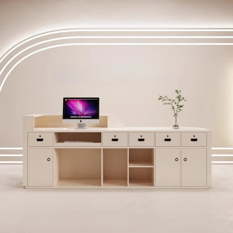 Nordic Cream Style Reception Desks French Clothing Store Beauty Salon Cashier Desk Training Institution Office Furniture FYRD