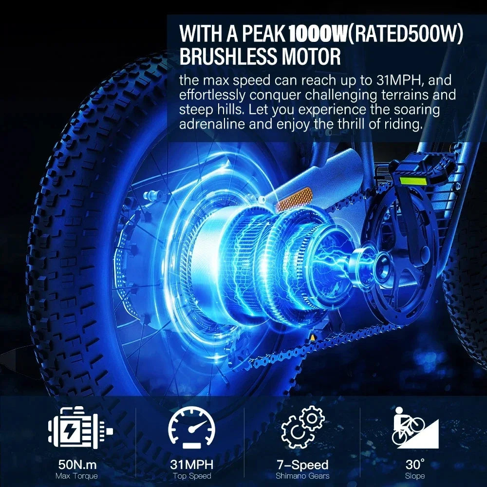 Electric bike Peak 1500W T20 48V20AH Detachable battery adult Hydraulic brakes Electric Bicycle Off-road 45km/h Speed E-bike