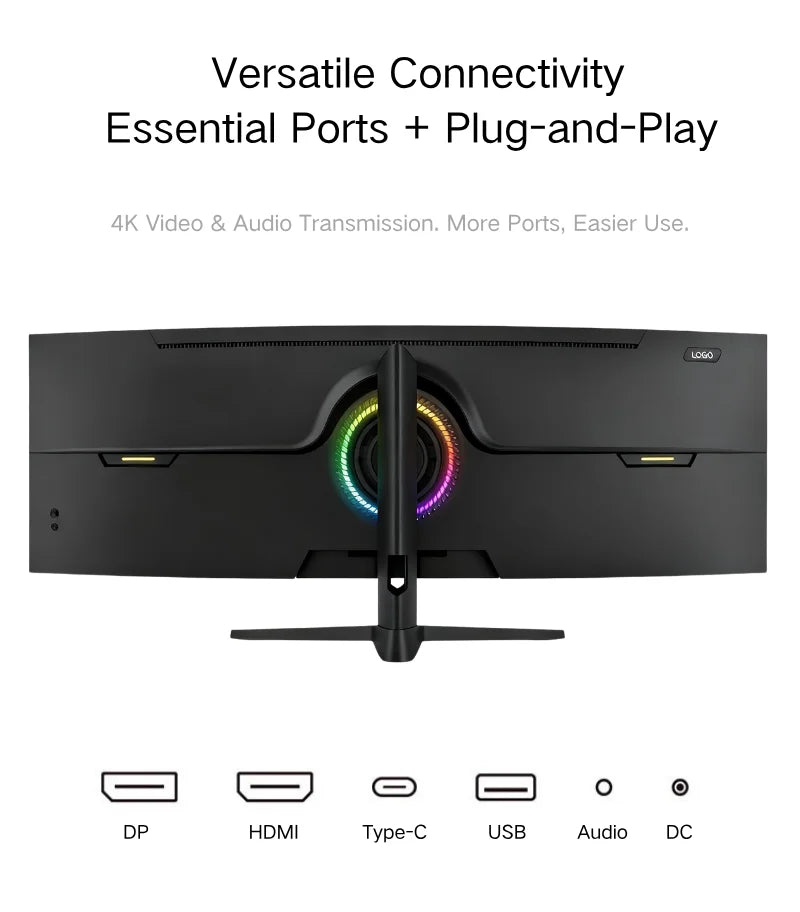 49 Curved Ultra Wide Gaming Display 3800R 165Hz 5120x1440 HDR USB C Charging Adjustable Stand Monitor  DeskTop