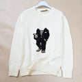 Autumn Winter Unisex Cotton Knitted Long Sleeve round Neck Sweater Cartoon Pattern All-Match Hoodie Comfortable Breathable