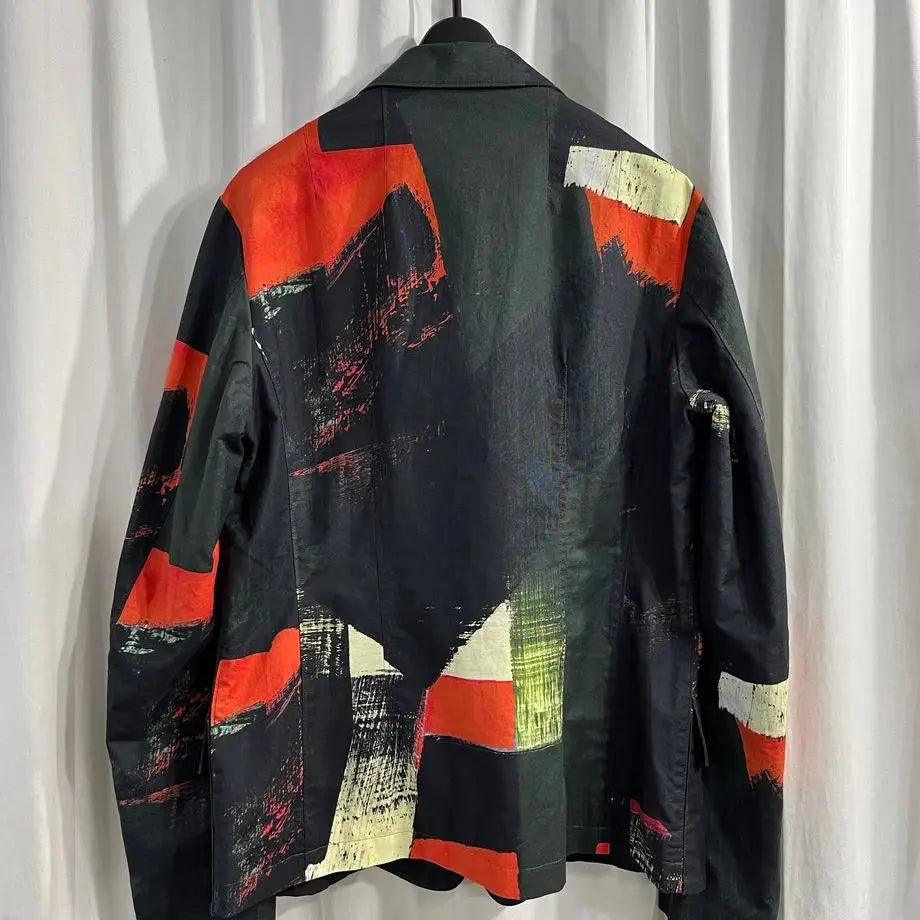TOP-YAMAMOTO ® Trendy Printed Suit Men's Single-Button Collar Casual Jacket Unique Design Style