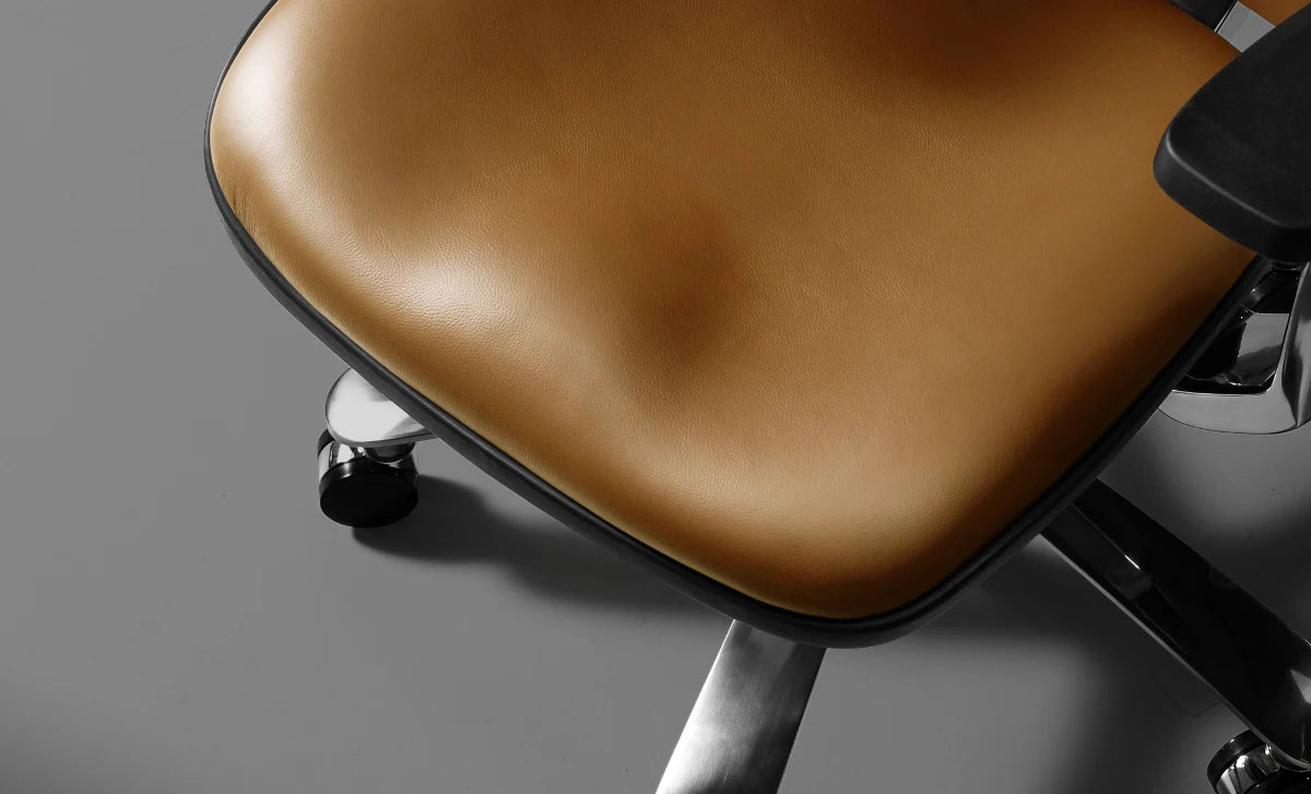 Luxury Modern Office Chair Wheels Orange Leather Computer Ergonomic Desk Chairs Recliner Swivel Sedia Ufficio Furniture