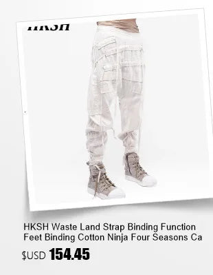 HKSH Autumn New Men Tide Dark Vintage Stylish Damage Waxed Denim Pants Handmade Hole High Street Jeans Straight Chic Ins HK17722