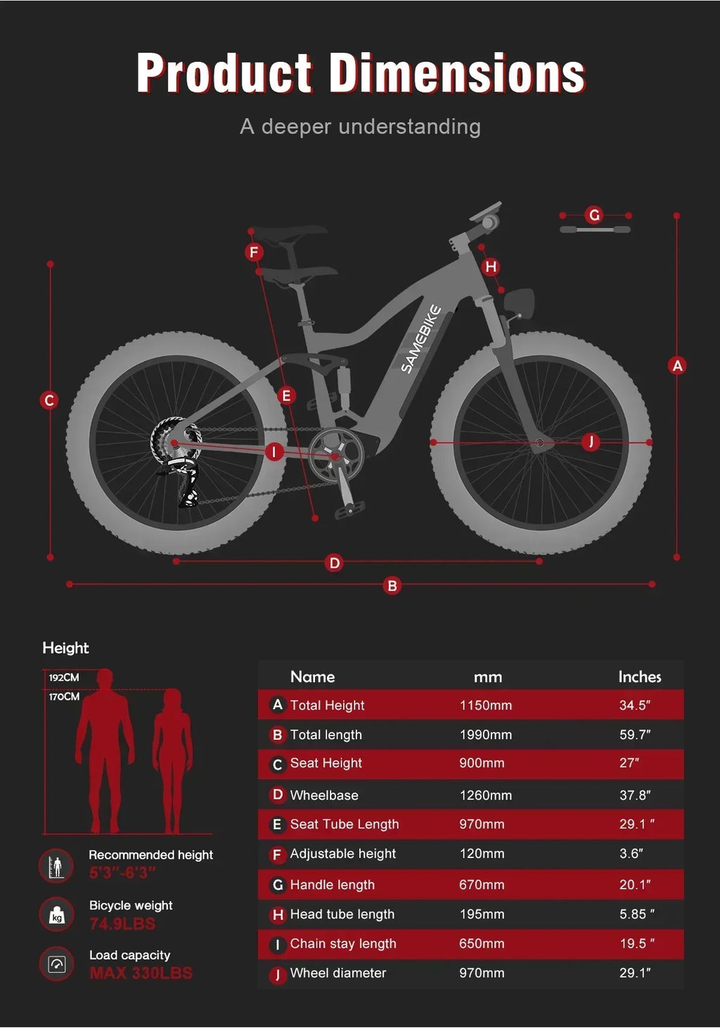 SAMEBIKE RS-A08 Electric Mountain Bike 1000W Motor 48V 17Ah Battery 26 Inch Tire Electric Bicycle 45km/h Shock Absorption e-Bike
