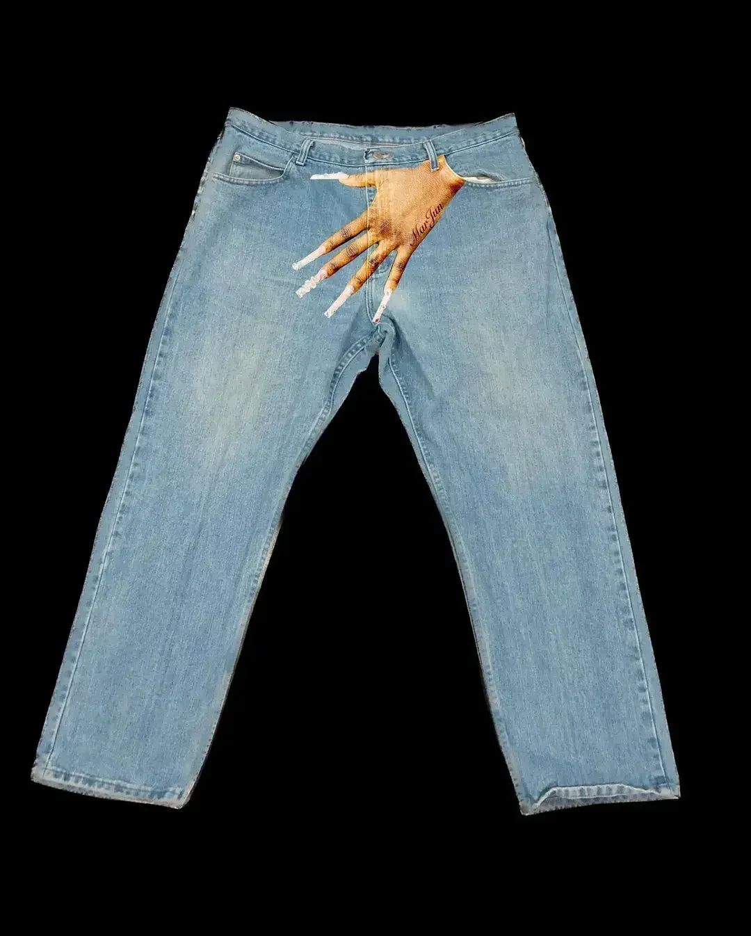 Y2k Gothic Hip Hop Palm Print Baggy Jeans Harajuku Fashion Men Women Streetwear High Waist Denim Pants Vintage Straight Trousers