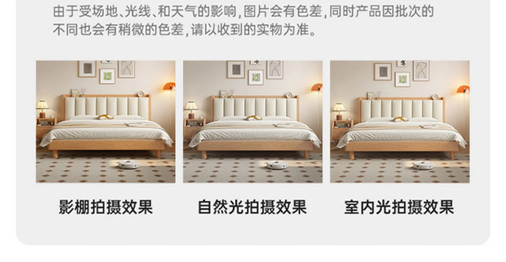 Elegant Headboard Bed Frame Double Wood Simple King Queen Bed Frame Nightstands Modern Cama Moderno Lujo Bedroom Furniture