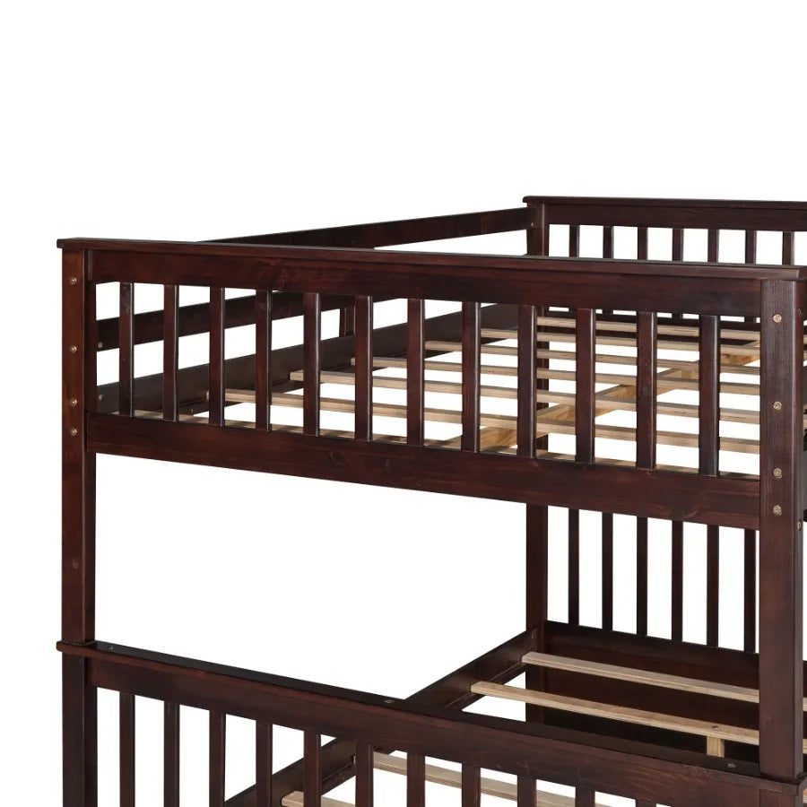Full-Over-Full Bunk Bed with Ladders and Two Storage Drawers Espresso (OLD SKU:LT000365AAP)