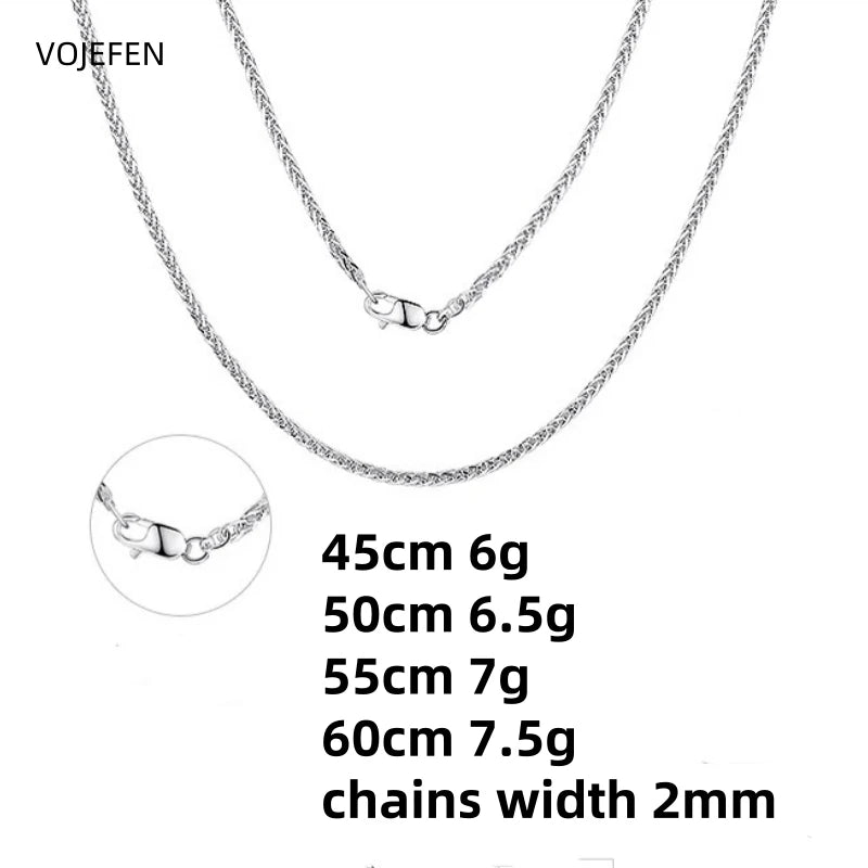 VOJEFEN Pt950 Chopin Necklace Jewelry Platinum Rope Chain Women/Men Neck Chains Luxury Long Choker Accessories Certified