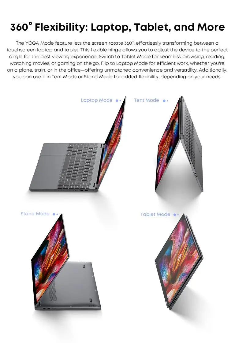 CHUWI FreeBook 2-in-1 Laptop IntelN150 13.4'' Touch 2.5K Screen 16GB LPDDR5 RAM 512GB SSD WiFi6 BT5.2 Convenient Office Notebook