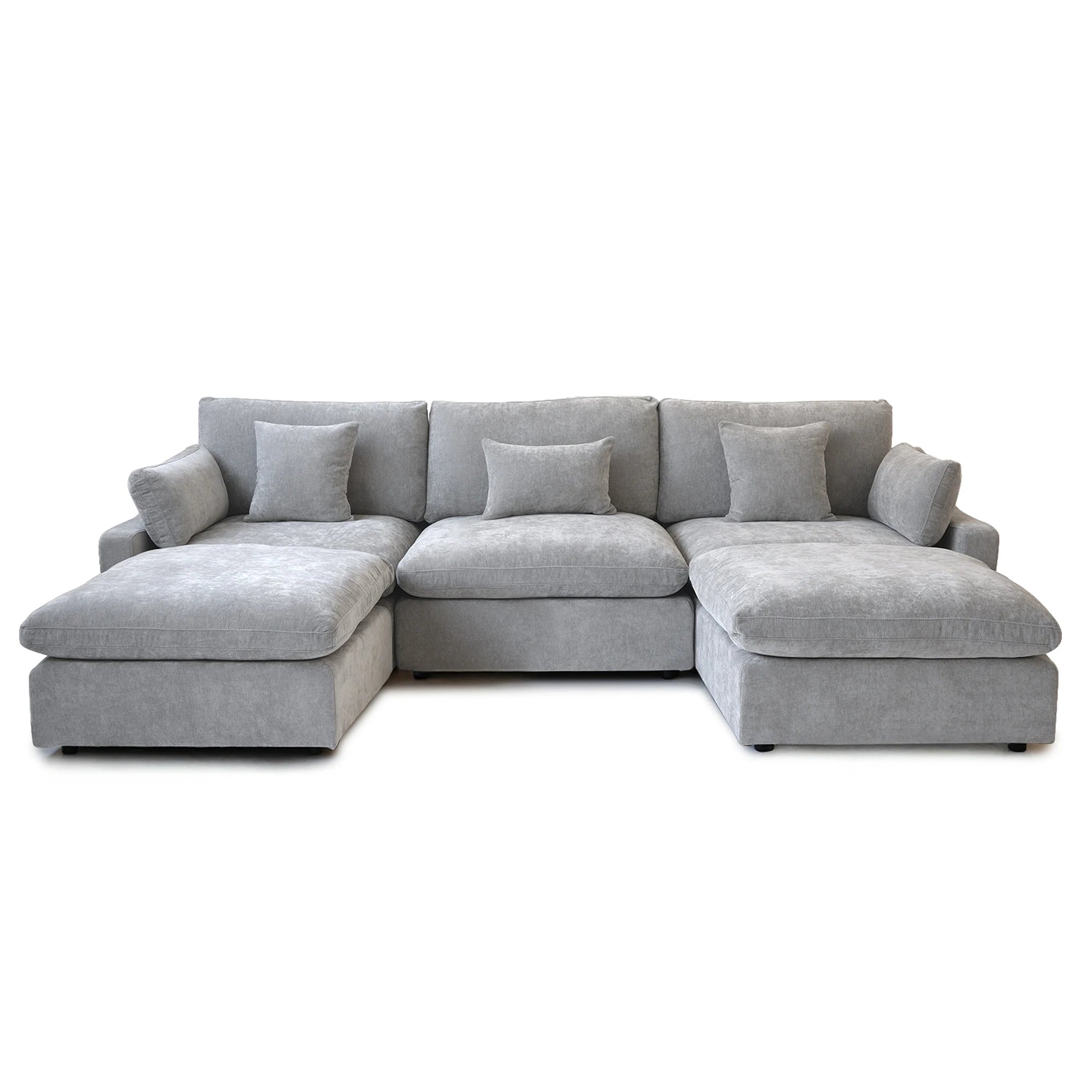 Comfy Cloud Couch 120''  Modern Sectional Sofa for Living Room Down Filled Couch with Ottoman U Shaped 5 Seater Convertible Sofa