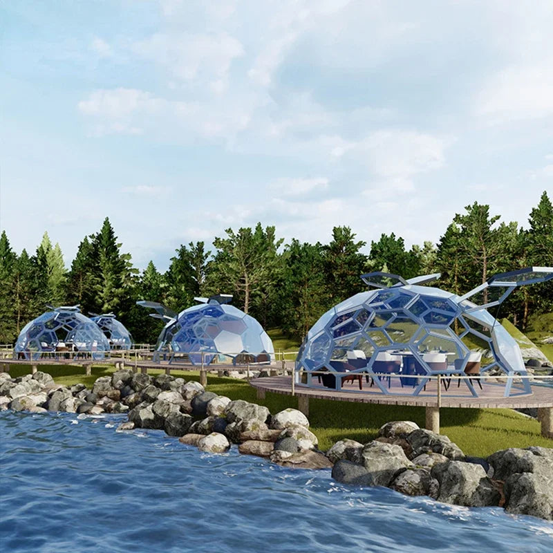 Customized Design 6M Outdoor  Luxury Hotel Resort Igloo Ball Geodesic Geo Dome Glass House Shaped Dome Tent