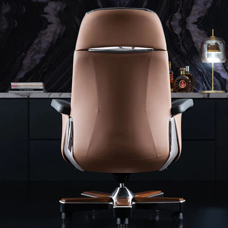 Italian Light Luxury Chiar Leather Boss Office Cowhide Comfortable President Chair Swivel Computer Silla Oficina Furniture