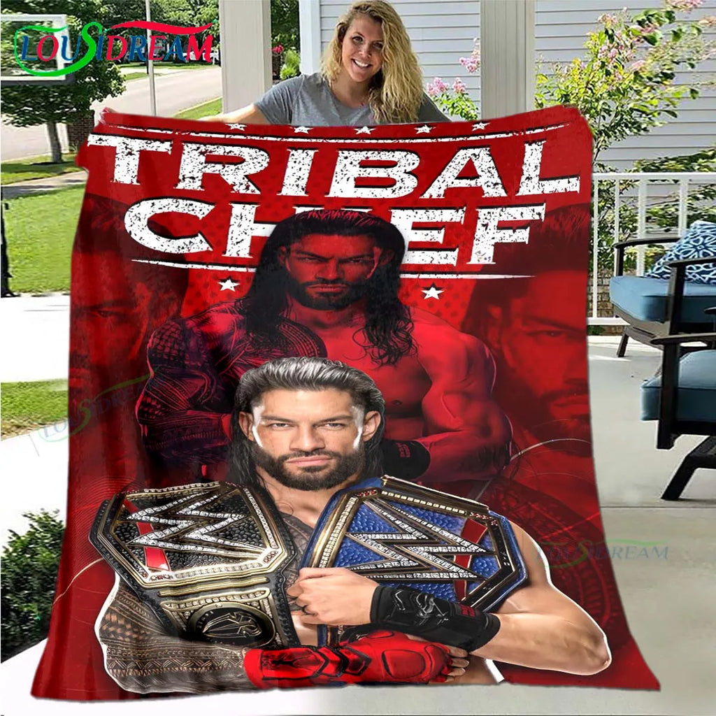 Fashion Wrestling Sport W-Wwe Print Blanket Flannel Thin Blanket Portable Home Travel Office Lunch Break Blanket Bath Towel Gift