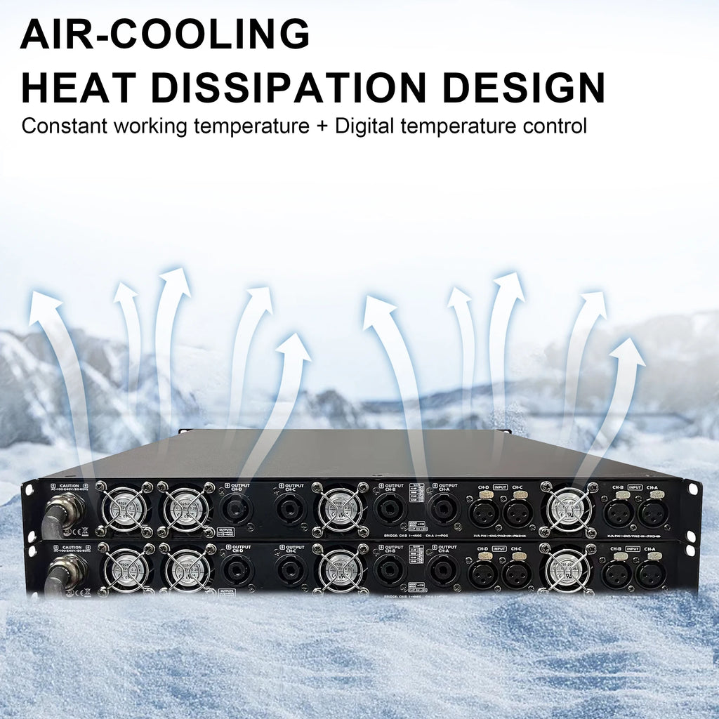 Paulkitson Professional 4channel Digital Power Amplifier Silicon Carbide Class D Power Amplifier Stable 2Ω 4x6800w For Speakers