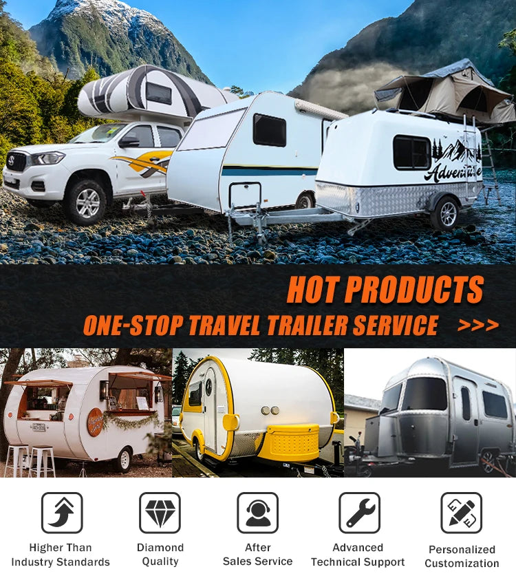 Mini Rv caravan Small Teardrop  Camping Camper Van Travel Trailer with Bathroom for Sale