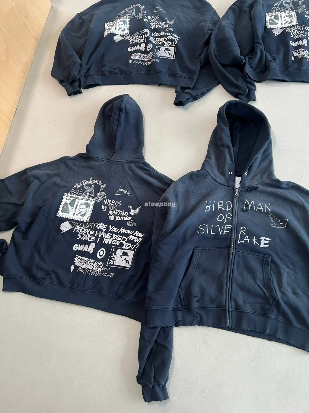 Paly Hollywood 25ss Birdman Medal Rhinestone Zipper Old Damaged Hoodie Jacket