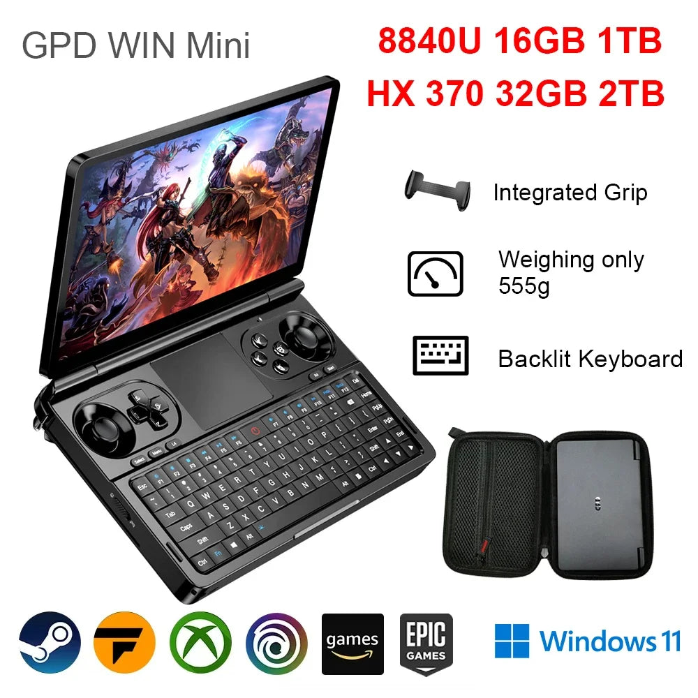 Turbo Brute GPD WIN Mini AMD AI 9 HX 370 7 Inch Handheld GamePad Tablet 32GB RAM 2TB PCIE4.0 Pocket Mini Laptop Game Player