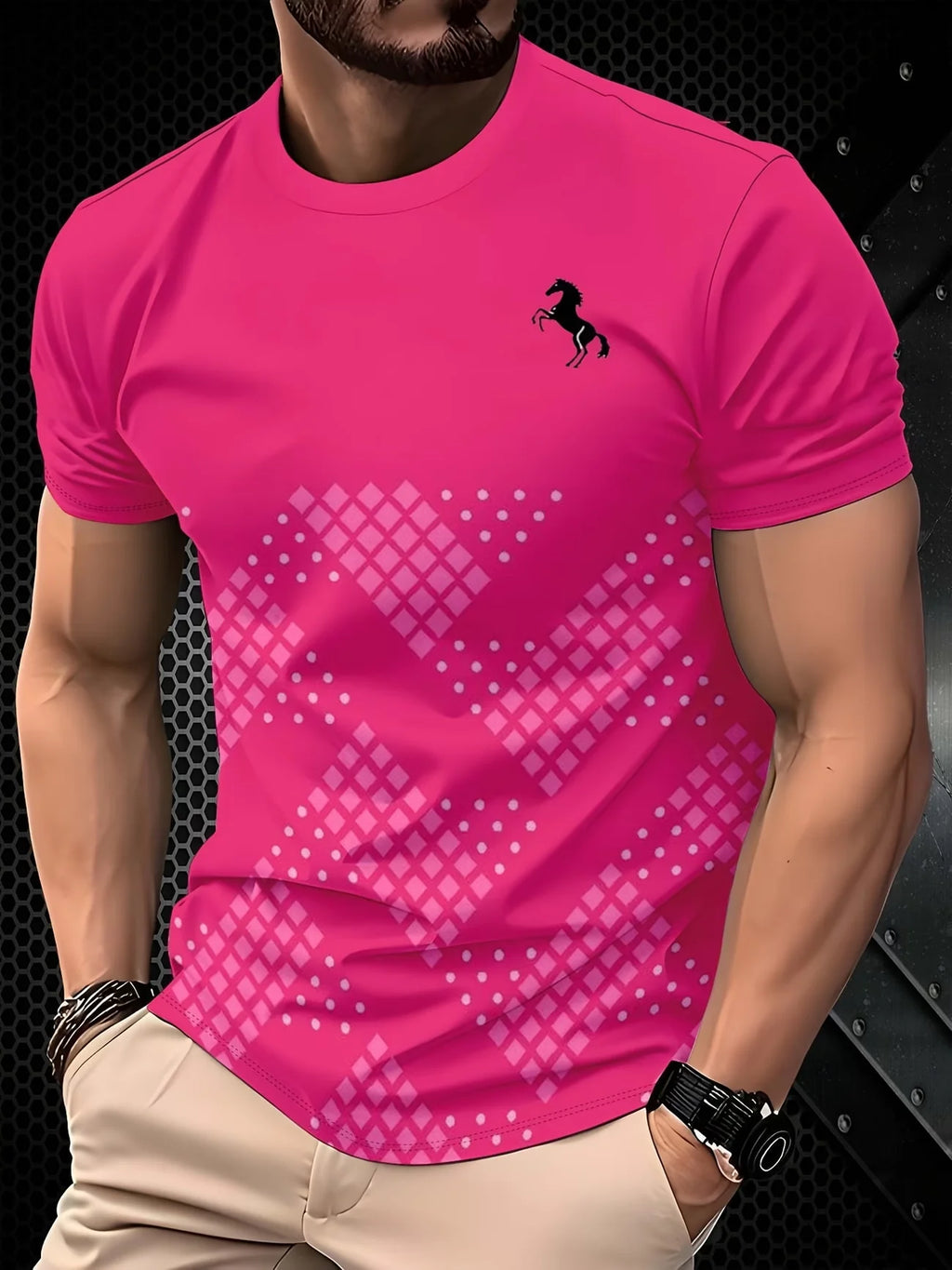 Men's Summer Luxury Gradient 3D Print T-Shirt, Turquoise Gold Swirl Wave Abstract Pattern, Crew Neck Short Sleeve, Breathable &