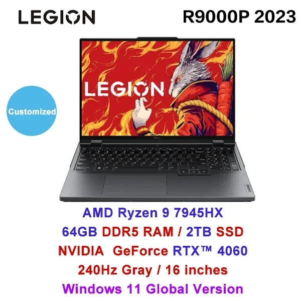 Lenovo Legion R9000P E-sports Gaming Laptop 16inch AMD R9 7945HX 1T/4T RTX4060 100%sRGB 500nits 2.5K 240Hz Game Notebook PC