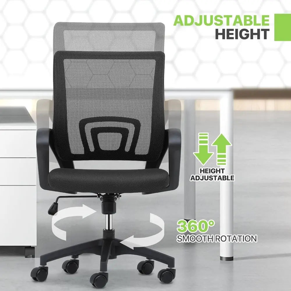 Mesh Back Ergonomic Office Chair, Adjustable Swivel Desk Chair with Lumbar Support for Gaming, Work, Study, 300 lbs Capacity, Bl