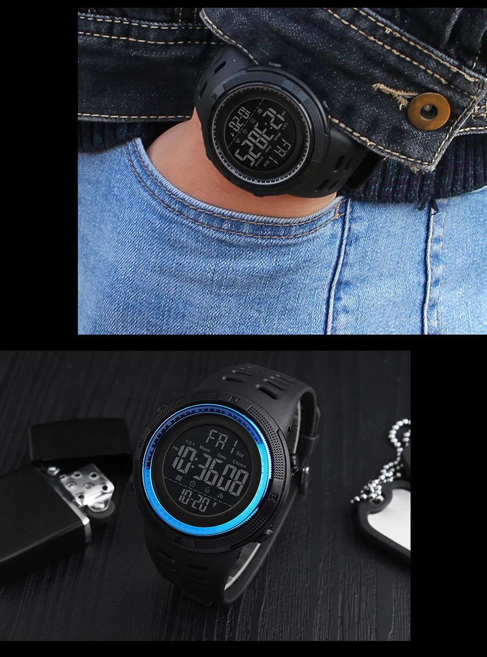 SKMEI 1251 Digital Watch for Men Waterproof Sports Electronic Countdown Mens Wristwatches Military Date Clock 1560 reloj hombre