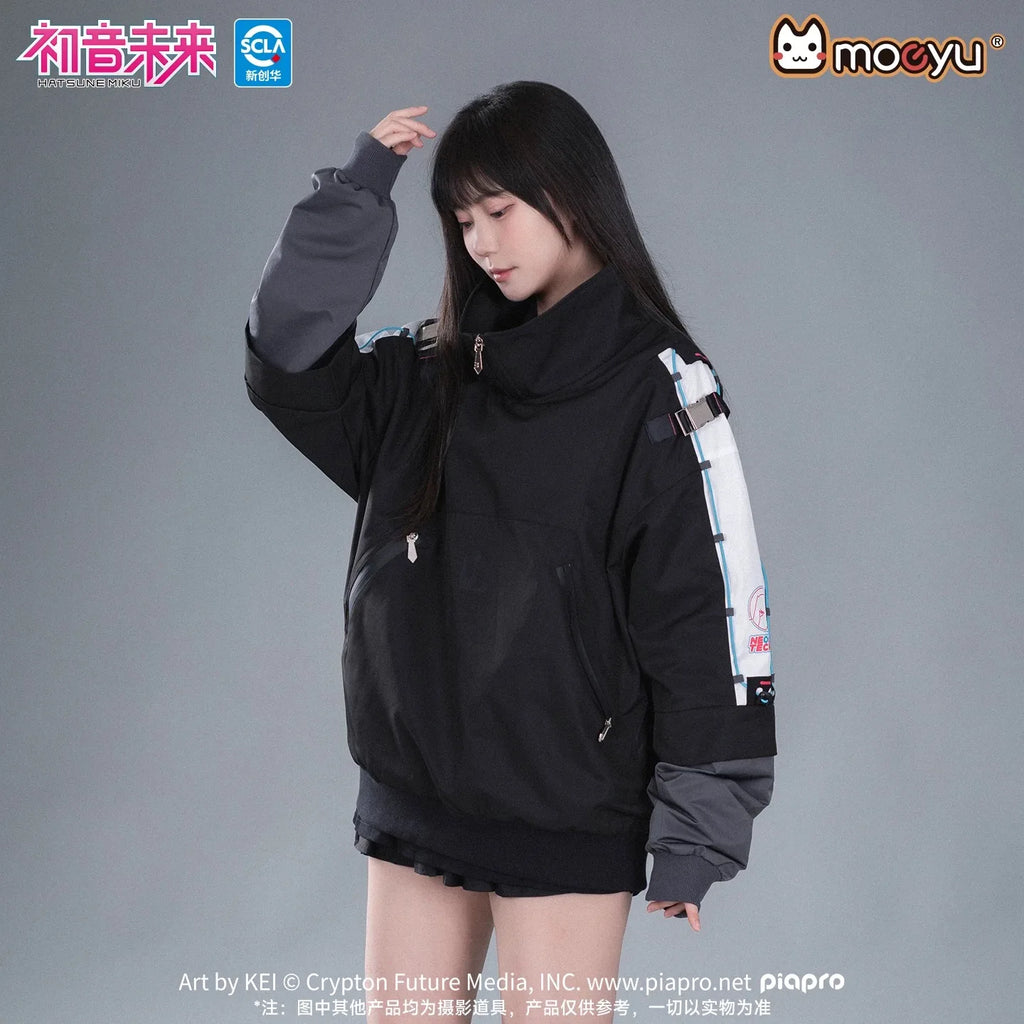 Moeyu Hatsune Miku Men Women Sweashirt Stand-up Collar Jacket Coat Male Fake Two Pieces T-shirt Vocaloid Cosplay Costume Casual