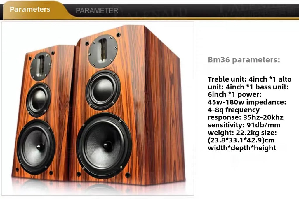 Bm36 High Fidelity Hifi Speaker Fever Level Passive Bookshelf Speaker Three-way Home Audio Sound Speaker