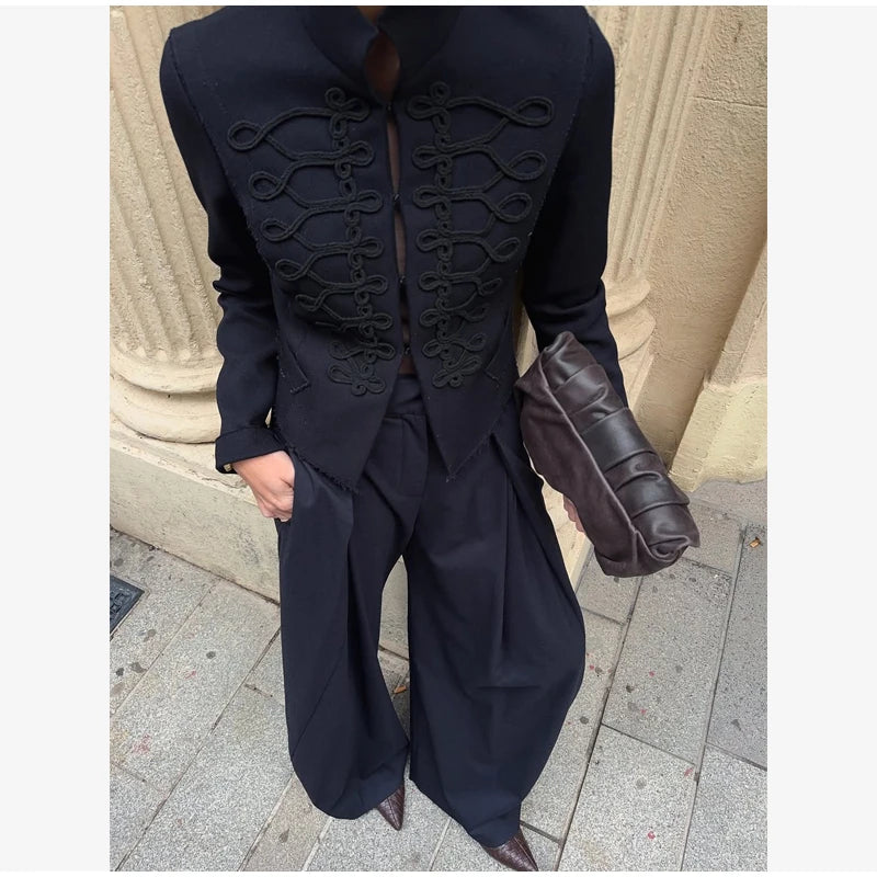 Fashion Stand Collar Military Jacket Women Casual V-neck Full Sleeve Single Breasted Short Jackets 2026 Lady Spring Commute Coat