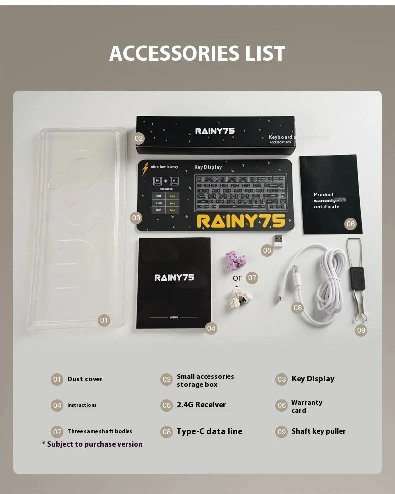 In Stock RAINY75 Mechanical Keyboard Hot-swap Aluminium Alloy Tri Mode RGB GASKET Gaming Keyboards Laptop Accessories custmgifts