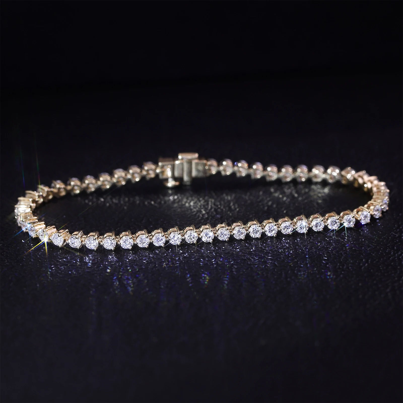 Provence Tennis Bracelet 10KGold 2.5mm Three Prong Settin  DEF/VS Lab Diamonds Simple Bangle for Women Men Personalized Custom
