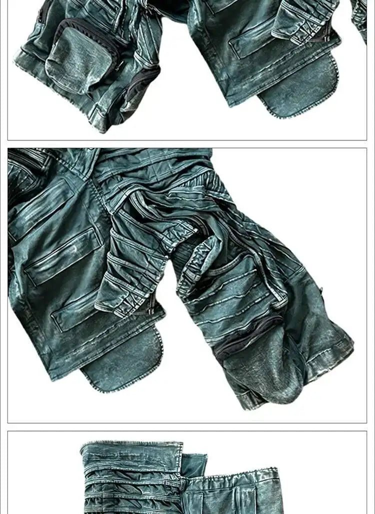 HKSH Spring New Men Tide Punk Sand Waste Land COS Asymmetric Deconstruction Pleated Coats Futuristic Washed Short Jackets HK4206
