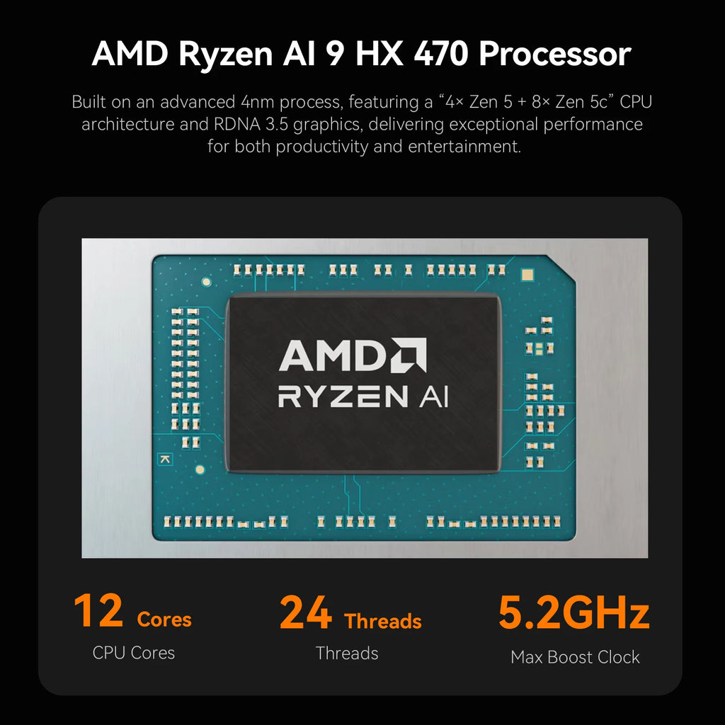 Beelink SER10 Max Mini PC AMD Ryzen AI9 HX 470 12C 24T 86TOPS Radeon 890M Gaming Desktop USB4 4K 240Hz 10G LAN AI PC 3Y Warranty
