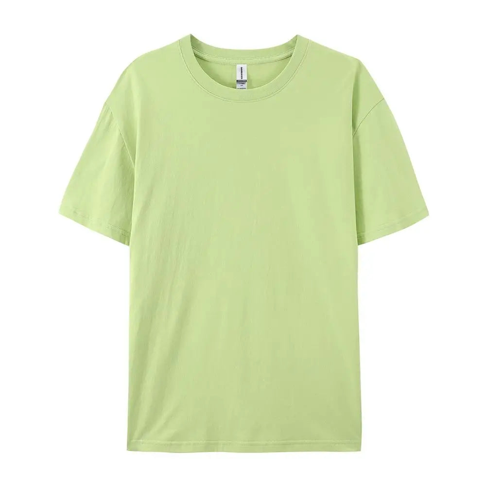 100% Cotton Solid Color T-Shirts Men Woman Short Sleeve Fashion Brand Trend Casual Soft Clothing Tees Breathable Summer Tops