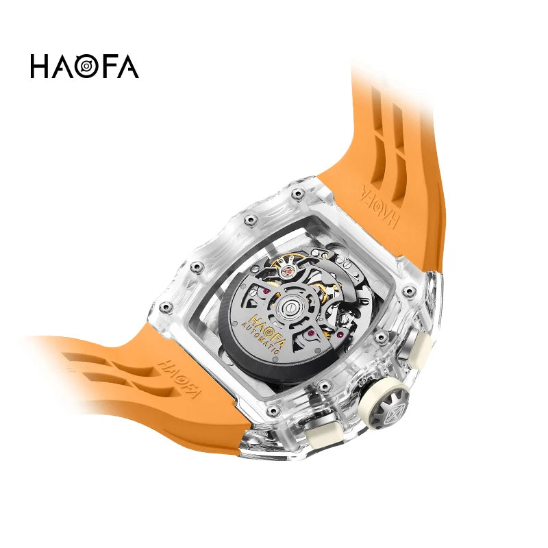 Haofa Luxury Synthetic Crystal Case men watches Automatic Mechanical Chronograph Vintage man watches Fashion 2368