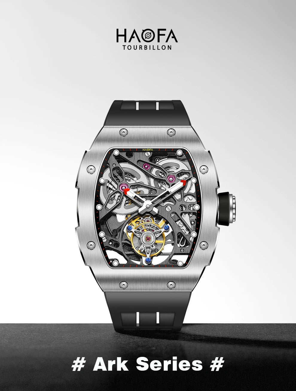 Haofa Automatic Tourbillon Movement Man Watch Flying Tourbillon Mechanical Stainless Steel Men's Luxury Watch Skeleton 1908